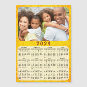 2024 Magnet Calendrier Famille Photo Or Jaune