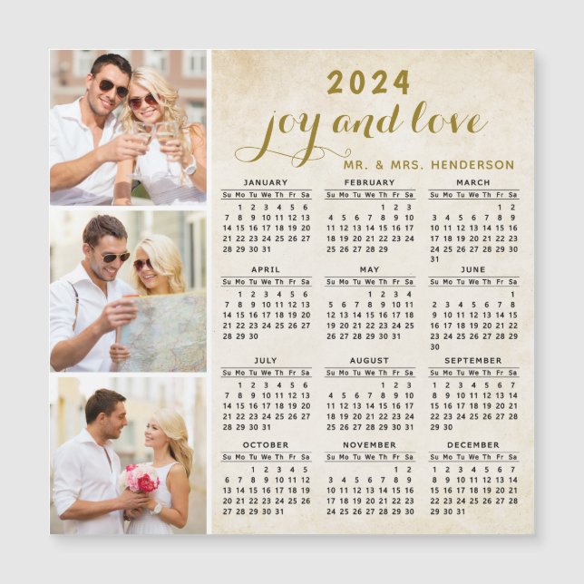 2024 Magnetic Fridge Calendar Photo personnalisée  (Devant)