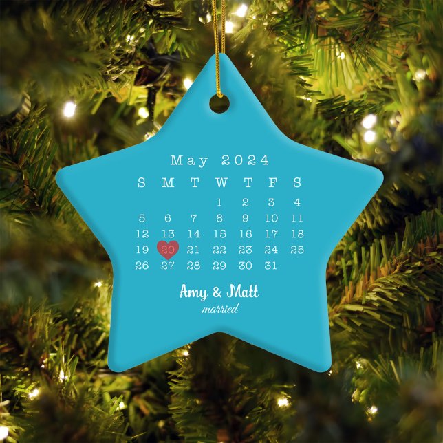 2024 Mariage Date Star Calendrier Marié Céramique (Créateur téléchargé)
