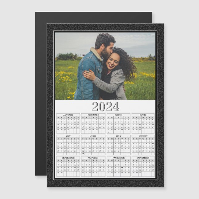 2024 minimum photo plein année calendrier magnétiq (Devant / Derrière)