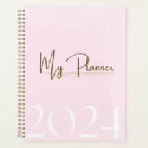 2024 Pink & Gold Mois & Weekly Planner