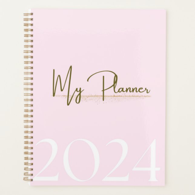 2024 Pink & Gold Mois & Weekly Planner (Devant)