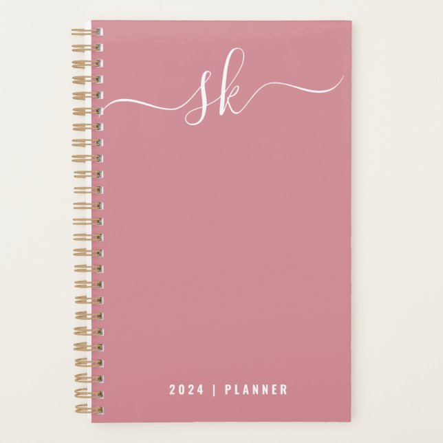 2024 Pink Weekly Mois Non Daté Planificateur (Devant)