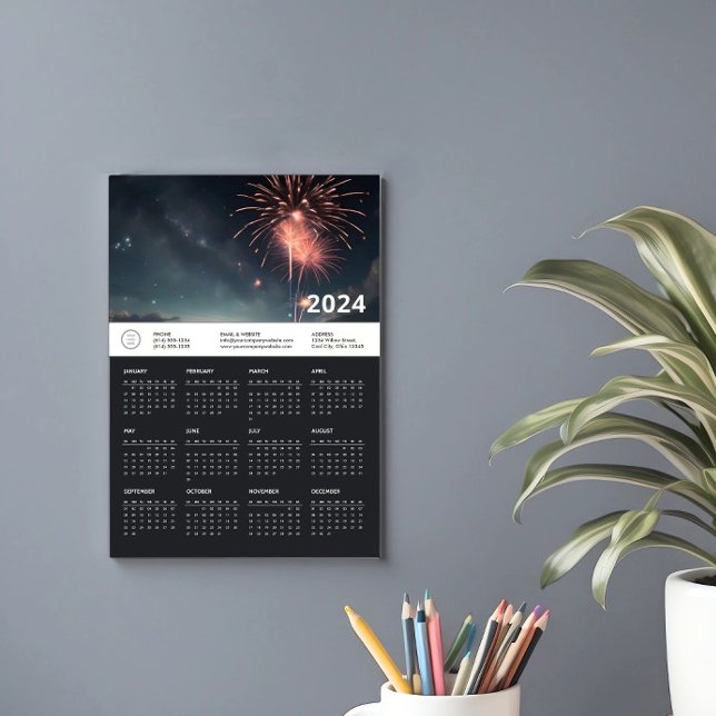 2024 Promotion Company Logo Carte Calendrier magné (Home Office Calendar)