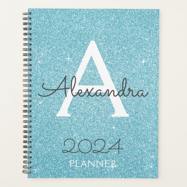 2024 Turquoise Pailleté Glitter Monogramme (Devant)