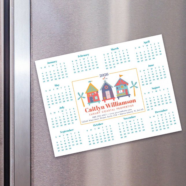 2025 Agent immobilier Calendrier Beach House Magne (Créateur téléchargé)
