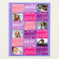 2025 Année Calendrier mensuel 12 Photo Collage ros