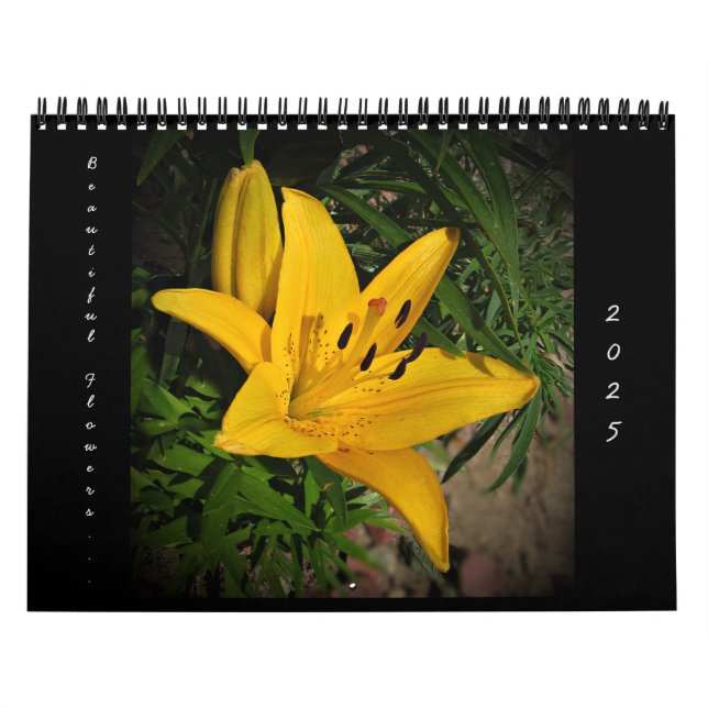 2025 Belles fleurs Calendrier mural Taille moyenne (Protection)