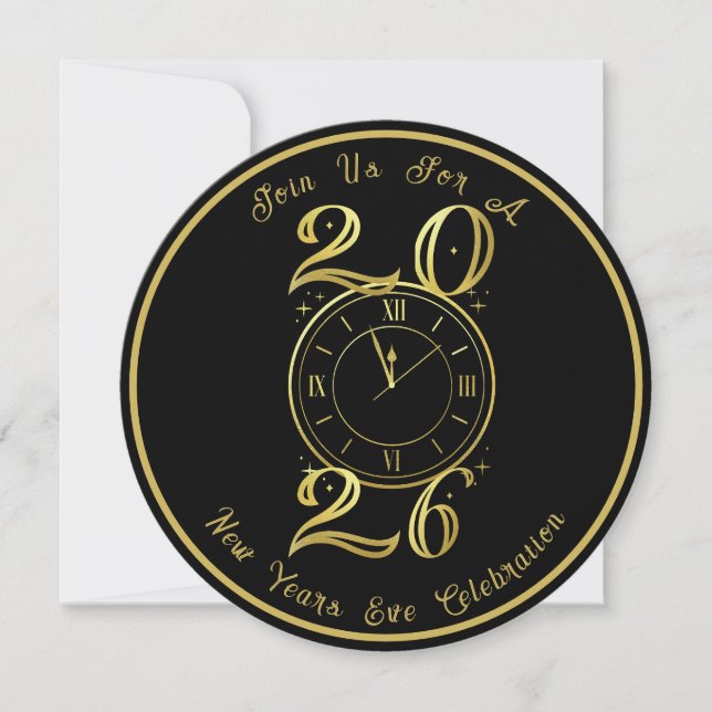 2025 Black Gold New Years Party Invitation (Devant)