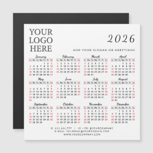 2025 Business Calendar Magnet Company Logo Simple