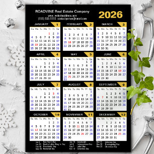 2025 Calendrier Black Gold Moderne Affaires Magnét