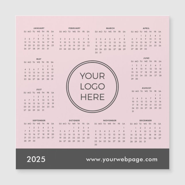 2025 Calendrier Business Logo Carte magnétique ros (Devant)