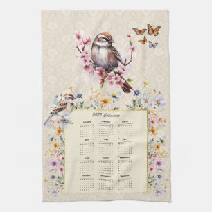 2025 Calendrier Épervier de serviette avec Fleurs