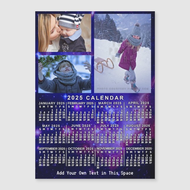 2025 Calendrier Espace Nebula 3 photos personnalis (Devant)