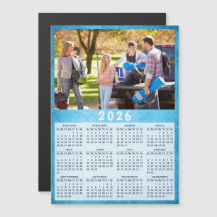 2025 Calendrier Famille Photo Blue Fridge Magnet