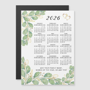 2025 Calendrier Floral Eucalyptus aimant personnal