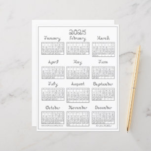 2025 Calendrier Fonte en tissu gris argenté imprim