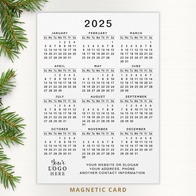 2025 Calendrier Magnet Company Logo Blanc Noir (Créateur téléchargé)