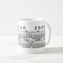 2025 Calendrier Mug noir blanc