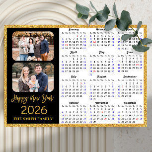 2025 Calendrier Parties scintillant d'or moderne 2