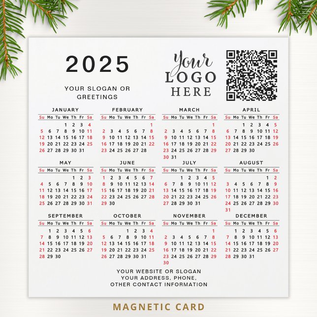 2025 Calendrier QR Code Entreprise Logo Magnet (Créateur téléchargé)