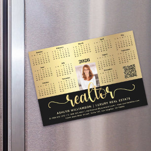 2025 Calendrier Realtor Black Gold QR Code Magnet