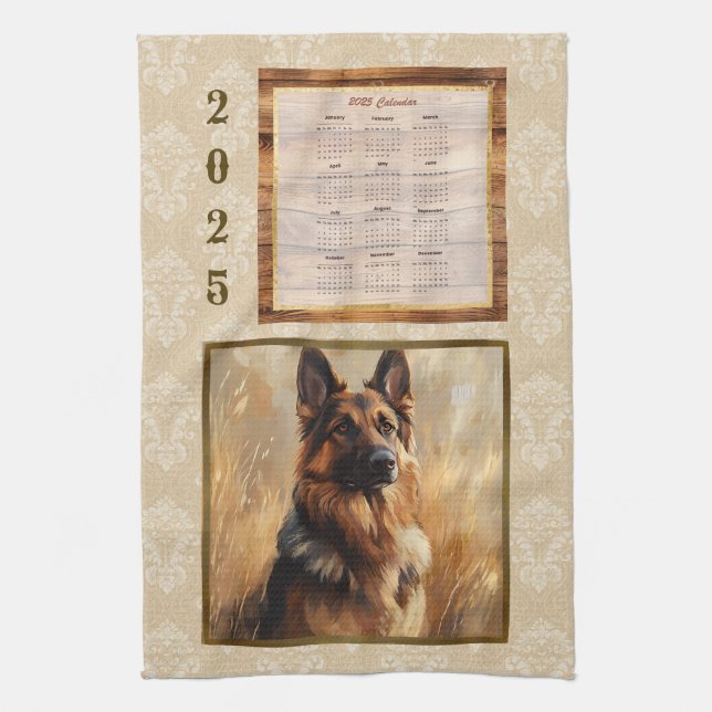 2025 Calendrier serviette berger allemand Tan Dama (Vertical)