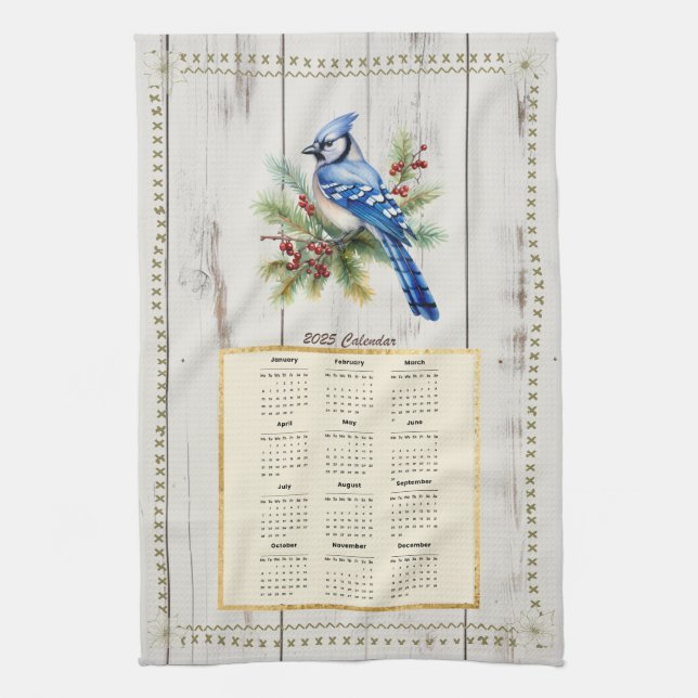 2025 Calendrier Serviette Bluejay (Vertical)