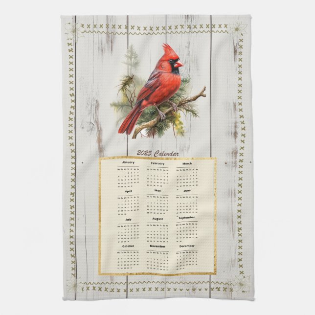 2025 Calendrier Serviette Cardinal (Vertical)