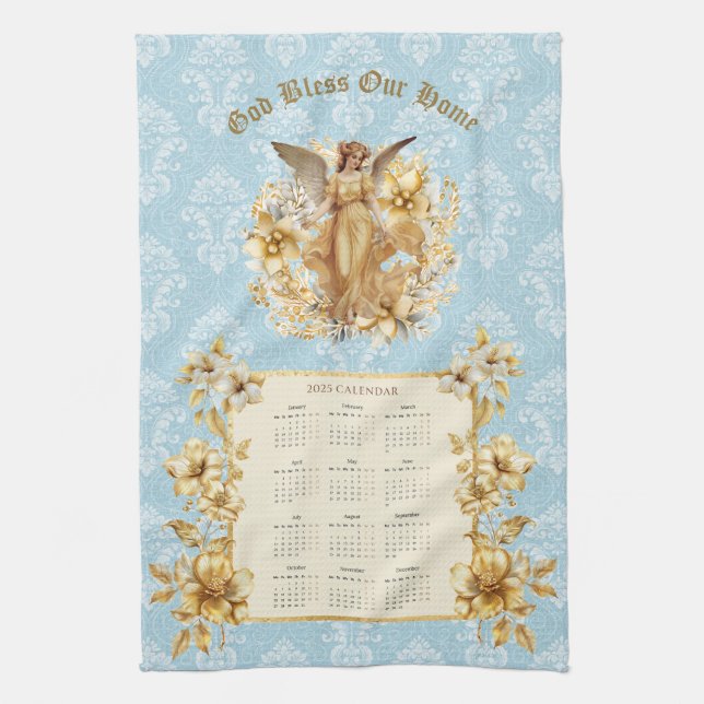 2025 Calendrier Serviette Joli Ange Gardien (Vertical)