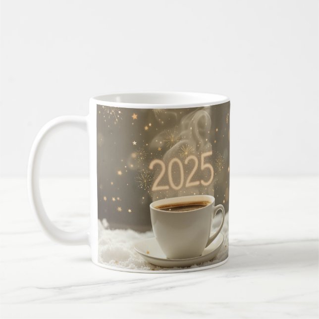 2025 Célébration Café Mug - Nouvel An Festif Des (Gauche)