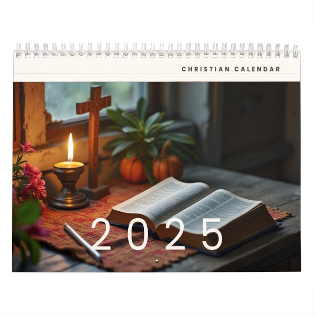 2025 Christian Reflection Wall Calendrier 11" x 8, (Protection)