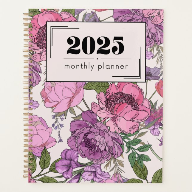2025 Floral Line Art Monthly Planner (Devant)