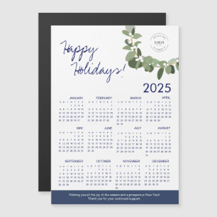 2025 Moderne Wreath Your Logo Calendrier Bleu
