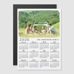 2025 Photo Calendrier Magnet Votre nom Blanc Noir