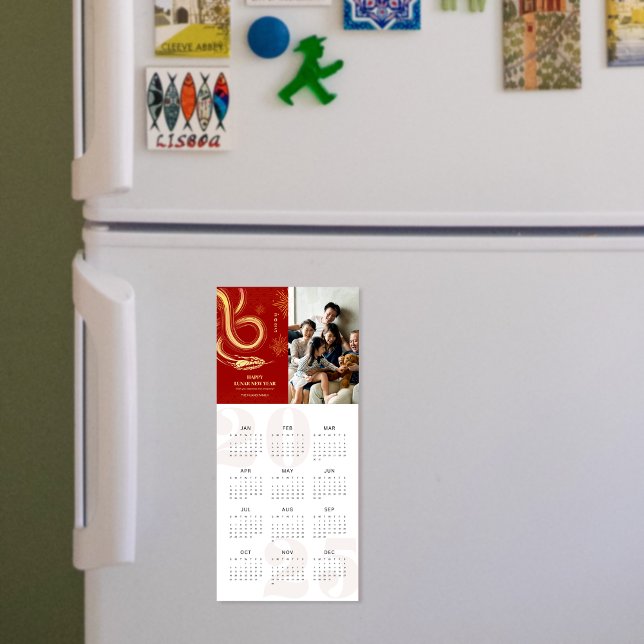 2025 Serpent Zodiac chinois Calendrier du Nouvel A (2025 Snake Zodiac Chinese New Year Calendar Magnet)