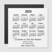 2025 White Business Calendar par Janz 5x5 Magnet