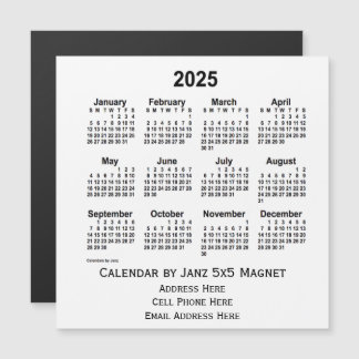 2025 White Business Calendar par Janz 5x5 Magnet