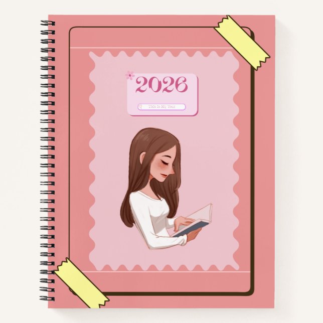 2026 Aesthetic Journal Notebook – Pastel Pink Cute (Devant)