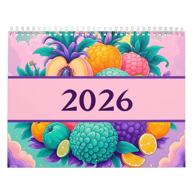 2026 année avec fruits Calendrier (Protection)