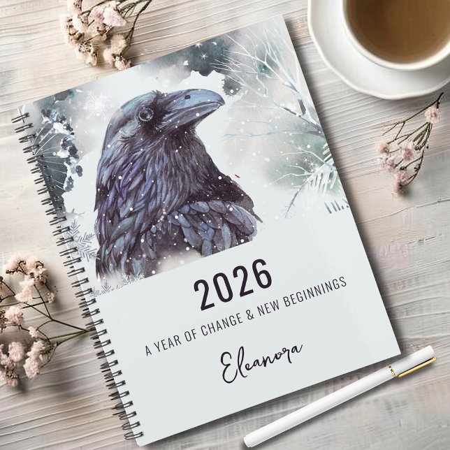 2026 Année du Changement Symbolisme du Corbeau (2026 Year of Change and New Beginnings Raven Symbolism 8.5x11 Planner)
