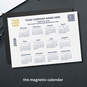 2026 Business Your Logo QR Code Calendrier Magnet