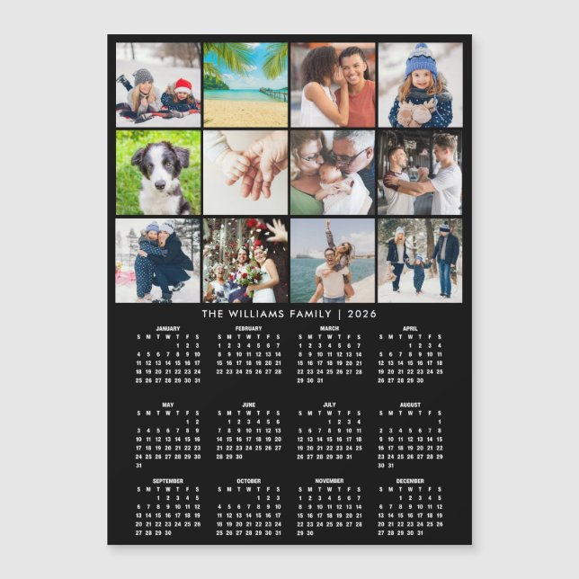2026 Calendar 12 Photo Collage Magnet (Devant)