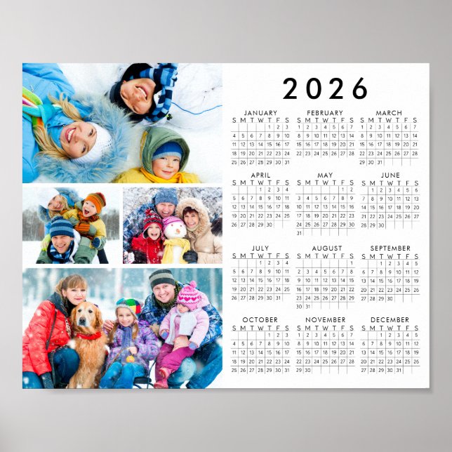 2026 Calendar 4 Photo Simple Poster (Devant)