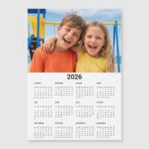 2026 Calendar Family Photo Modern Fridge Magnet
