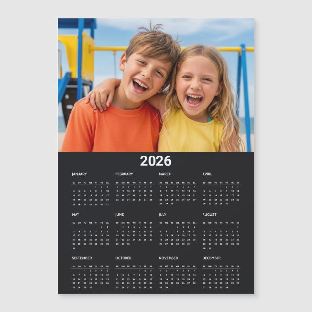2026 Calendar Full Year Photo Black Fridge Magnet (Devant)
