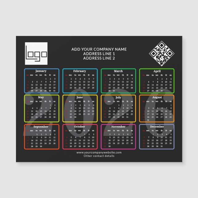 2026 Calendar Logo QR Code Modern Business Promo (Devant)