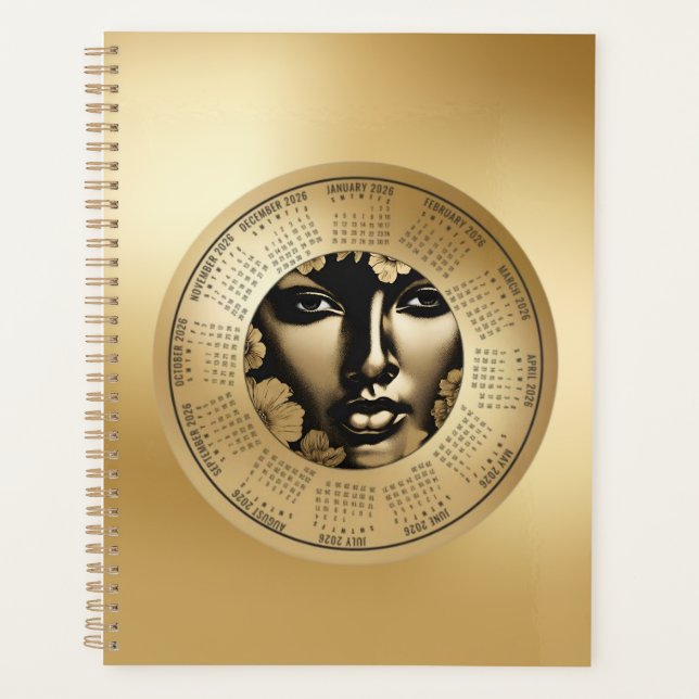 2026 Calendar Woman's Gold Face Planner (Devant)