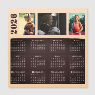 2026 Calendrier 3 Photo Collage Magnet Card
