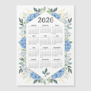 2026 Calendrier Aquarelle Bleue Botanique Verdure